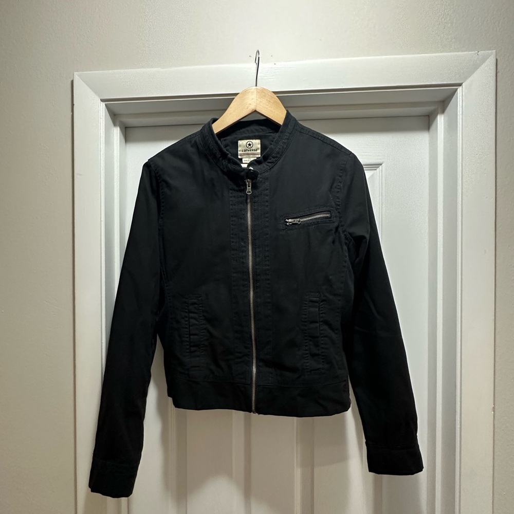 Vintage black converse bomber jacket